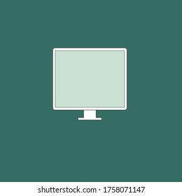 Computer icon with blue computer monitor. Simple pc icon. Vector illustration. Vector graphic. Isolated hardware. 