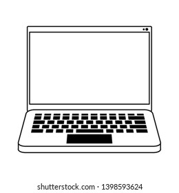 computer icon cartoon in black and white