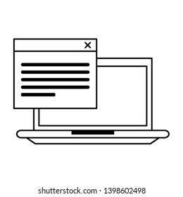 computer icon cartoon in black and white