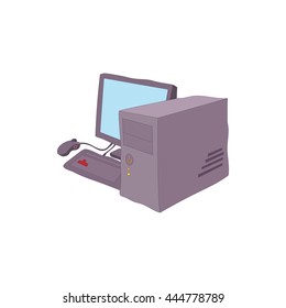 Computer icon in cartoon style isolated on white background. Technique symbol