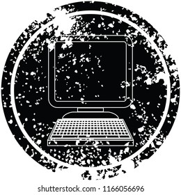 computer icon circular distressed symbol vector illustration