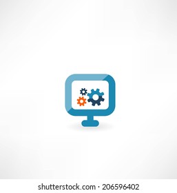 Computer icon with cogs