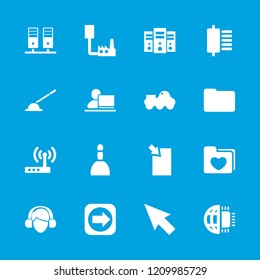Computer icon. collection of 16 computer filled icons such as spa bag, pointer, server, spu, phone connection cable, arrow right. editable computer icons for web and mobile.