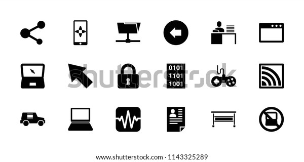 Computer icon.\
collection of 18 computer filled icons such as no laptop, arrow\
left, joystick, lock, share, folder, browser window. editable\
computer icons for web and\
mobile.