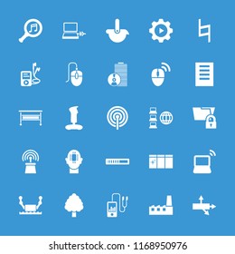 Computer icon. collection of 25 computer filled icons such as arrow, joystick, laptop, folder protection, loading, robot, document. editable computer icons for web and mobile.
