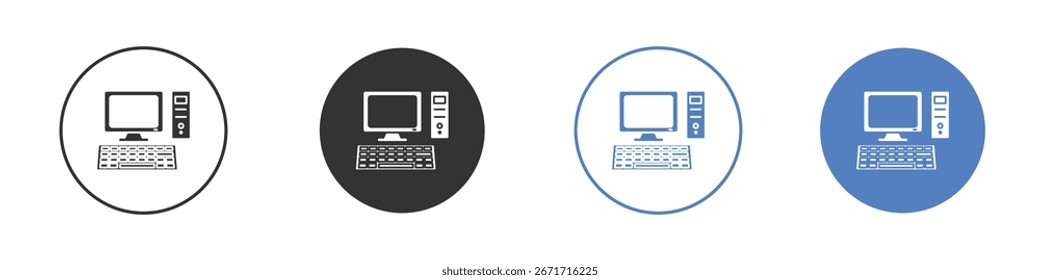 Coleção de ícones de computador para aplicativo em cores preto e azul
