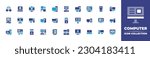 Computer icon collection. Duotone color. Vector illustration. Containing computer networking, computer science, application, desk, pc, personal computer, desktop, desktop pc.
