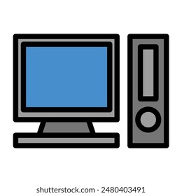 computer icon color or logo illustration outline black style