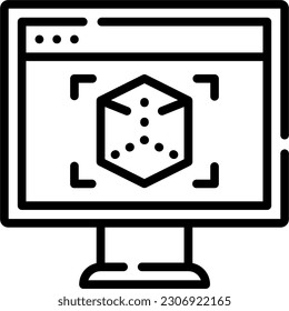 computer icon with cube sign with black color