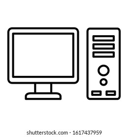 Computer icon design. Monitor PC symbol icon in trendy outline style design. Vector illustration.