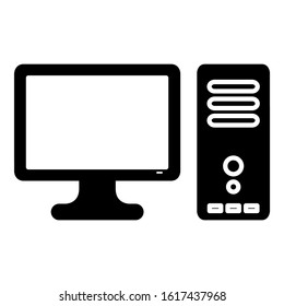 Computer icon design. Monitor PC symbol icon in modern silhouette style design. Vector illustration.
