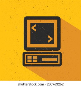Computer icon design on yellow background,flat design,clean vector