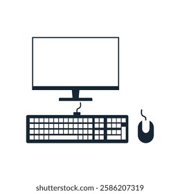 computer icon, desktop pc, workstation symbol