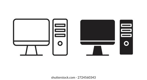 Icono de computadora en estilo doodle y stroke.