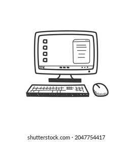 Computersymbol im Doodtil einzeln auf weißem Hintergrund