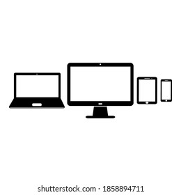 icono de equipo. dispositivos electrónicos. monitores, laptops, tablets, smartphones. para campañas web. hermano, medios. ilustración vectorial