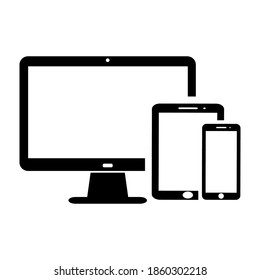 icono de equipo. dispositivos electrónicos. monitores, laptops, tablets, smartphones. para campañas web. hermano, medios. ilustración vectorial