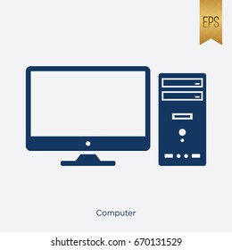 Computer Icon Fat Isolated Graphic Vector 