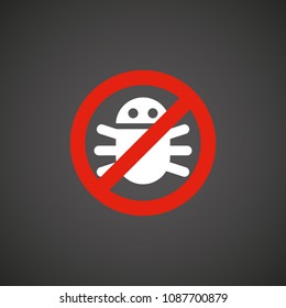 computer icon flat bug virus antivirus poison bite legs software warning doctor web caution stop program symbol health no stop information protection bane spray danger sticker pesticide black logo