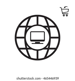 Computer  icon. Flat design.