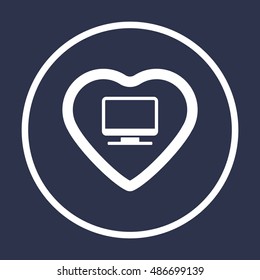  Computer  icon. Flat design.