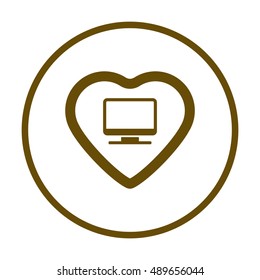  Computer  icon. Flat design.