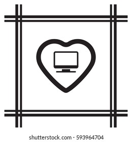  Computer  icon. Flat design.