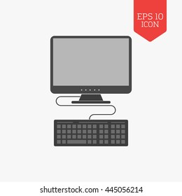 Computer icon. Flat design gray color symbol. Modern UI web navigation, sign. Illustration element