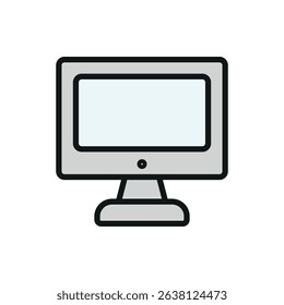 Computer Icon – Flat Desktop Symbol for Technology, Work, Study, and Digital Concepts