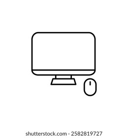 Computer icon Flat isolated outline sign