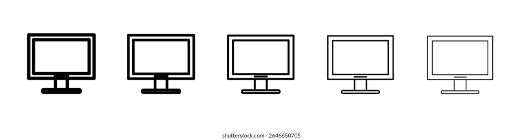 Computer icon flat simple outline logo