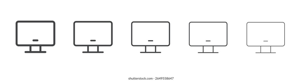 Computer icon flat simple outline logo