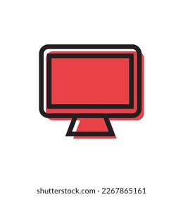 Computer icon in flat style. Monitor vector illustration on white isolated background. Monitor business concept.