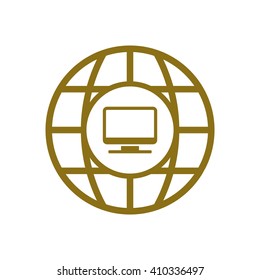 Computer  icon,  isolated. Flat  design.