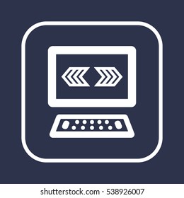 Computer   icon, isolated. Flat  design. 