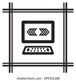 Computer   icon, isolated. Flat  design. 