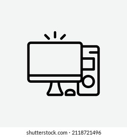  computer icon, isolated office outline icon in light grey background, perfect for website, blog, logo, graphic design, social media, UI, mobile app, EPS 10 vector illustration