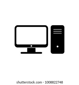 Computer icon isolated on white background. PC symbol in flat style. Computer web sign. Simple vector icon for web site design or button to mobile app. Vector illustration.