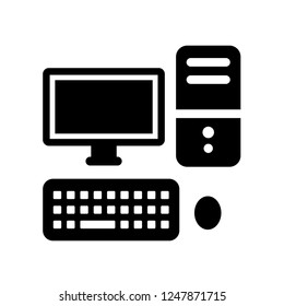 Computer icon isolated on white background, computer simple element illustration
