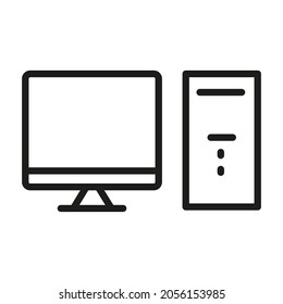 Icono De Equipo Aislado En Fondo Blanco. Símbolo de monitor moderno, simple, vector, icono para diseño de sitio web, aplicación móvil, interfaz de usuario. Ilustración vectorial