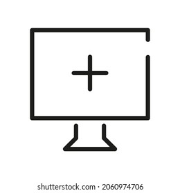 Icono De Equipo Aislado En Fondo Blanco. Símbolo de monitor moderno, simple, vector, icono para diseño de sitio web, aplicación móvil, interfaz de usuario. Ilustración vectorial