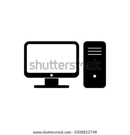 Computer icon isolated on white background. PC symbol in flat style. Computer web sign. Simple vector icon for web site design or button to mobile app. Vector illustration.