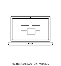 Computer icon. Laptop in the linear style icon.