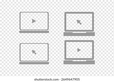 Computer icon. Laptop icon set.. Laptop different style. collection Laptops or notebook computer. Flat and line icon. Cursor icons click - stock vector. eps 10