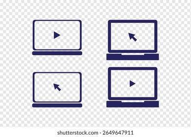 Computer icon. Laptop icon set.. Laptop different style. collection Laptops or notebook computer. Flat and line icon. Cursor icons click - stock vector. eps 10