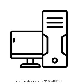 Computer Icon. Line Art Style Design Isolated On White Background