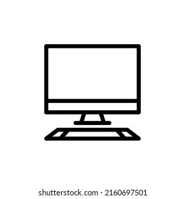 Computer Icon. Line Art Style Design Isolated On White Background