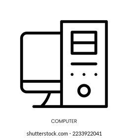 computer icon. Line Art Style Design Isolated On White Background