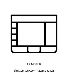 icono de equipo. Diseño De Estilo De Arte De Línea Aislado En Fondo Blanco