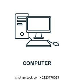 Computer icon. Line element from technology collection. Linear Computer icon sign for web design, infographics and more.